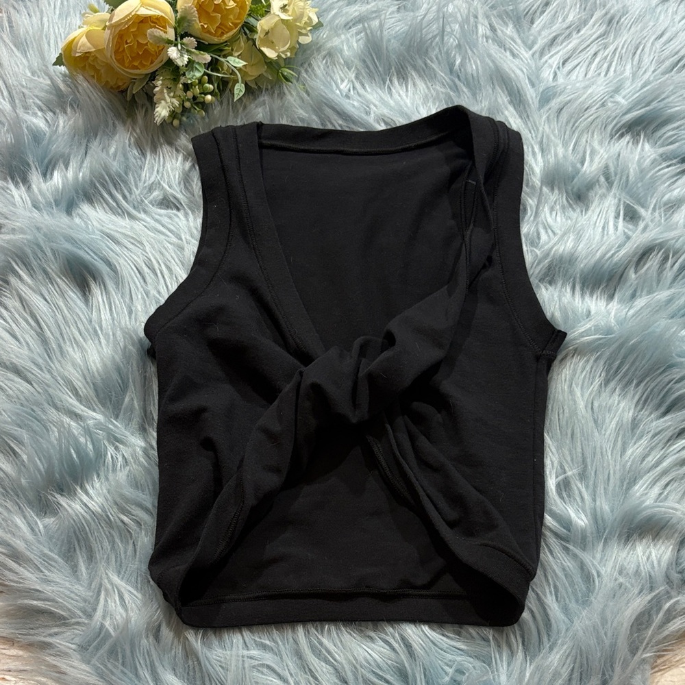 SKIMS Cotton Twist Crop Tank Black sz XXS